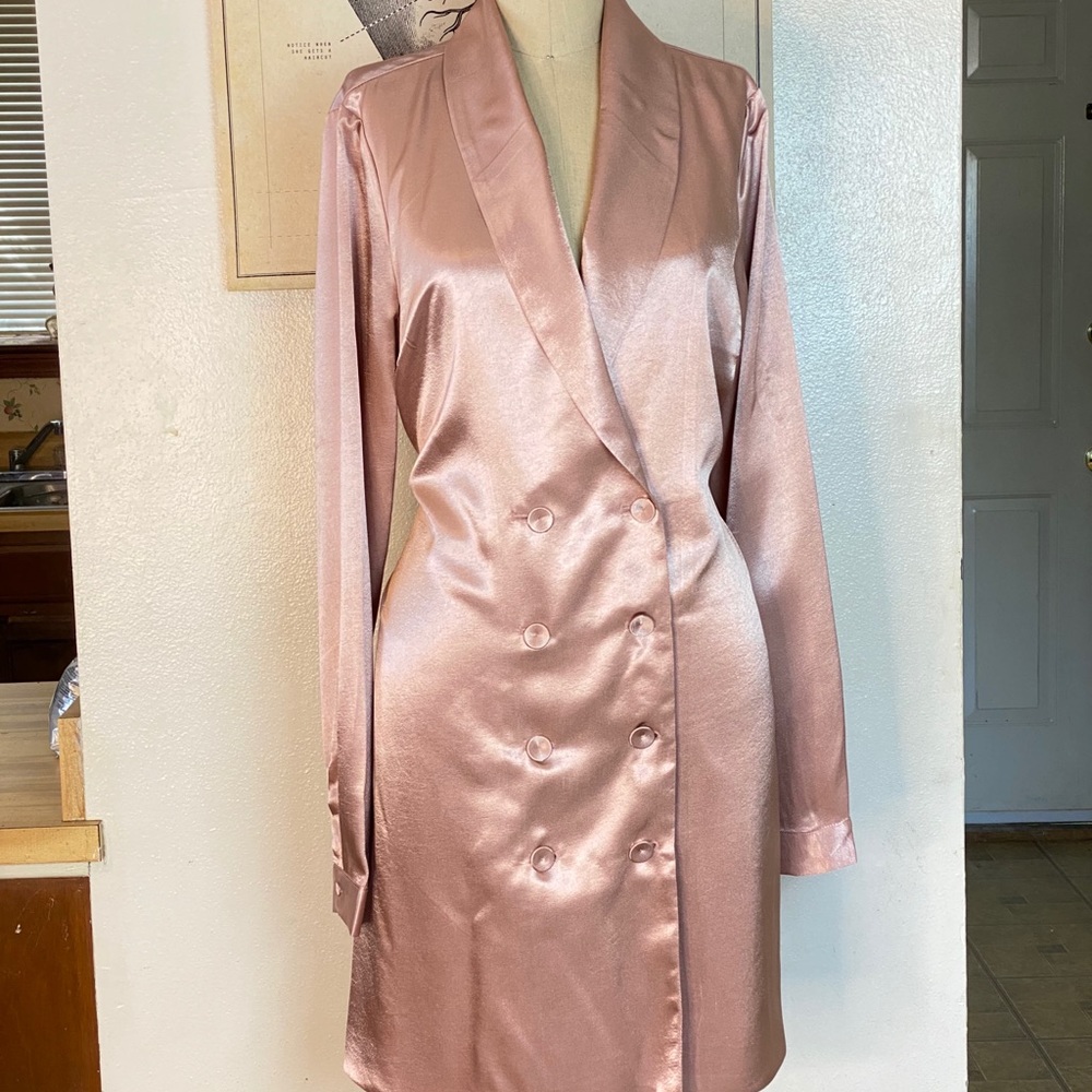 Satin Rose Blazer Dress